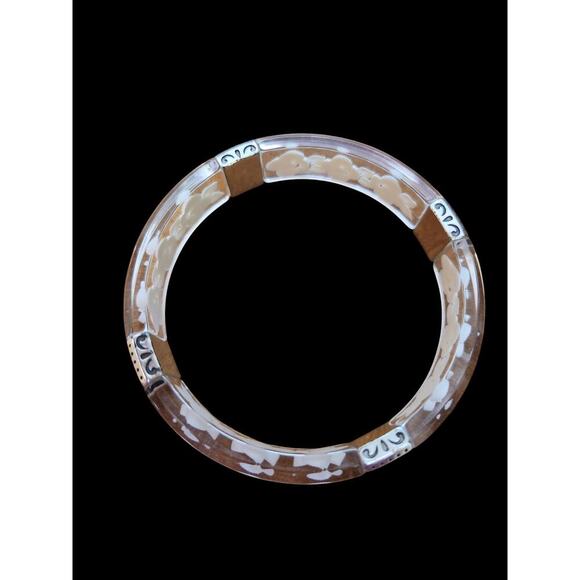 Brighton bangle bracelet silver clear white flowers beach - Picture 3 of 6